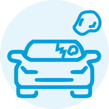 หินกระเด็นใส่กระจกร้าว